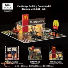 1/64 Diorama Car Garage Model Store Parking Lot LED Lighting Scene Display Model