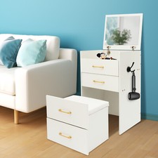 Makeup Desk with Mirror, Compact Dressing Table, Small Make Up Table White