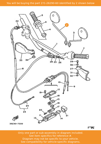 Yamaha back mirror assy - assy, (r.h)