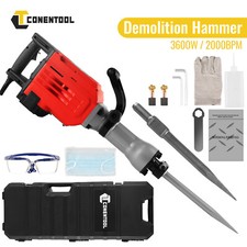 CONENTOOL 3600W Electric Demolition Hammer Jack Hammer Concrete Breaker 2 Chisel