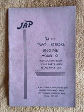 JAP Model O  34cc Two Stroke Engine Instructions & Spare Parts List 1416G
