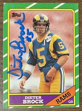 DIETER BROCK AUTOGRAPHED 1986 TOPPS ROOKIE FOOTBALL CARD # 77 LOS ANGELES RAMS