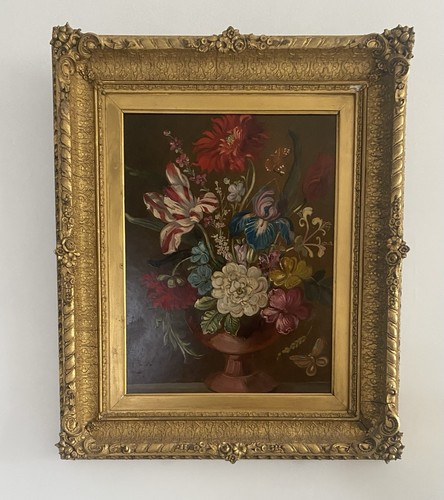 Victorian floral oil painting - victorian,