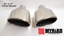 6" x 4" Oval Dual Exhaust Tailpipes Tips Chrome Audi RS4 RS3 GOLF R Leon Cupra 