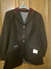 Pikeur Black Show Jacket with Burgundy Velvet Collar Worn Once 36 In VGC