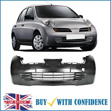 Fits Nissan Micra Front Bumper Black No Fog Holes No Pdc Or Washer Holes 03-06