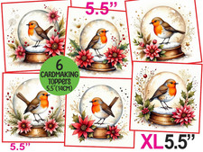 Christmas Card Toppers Pretty Robin Snowglobes XL 5.5" Cardmaking/CRAFTS/Tags