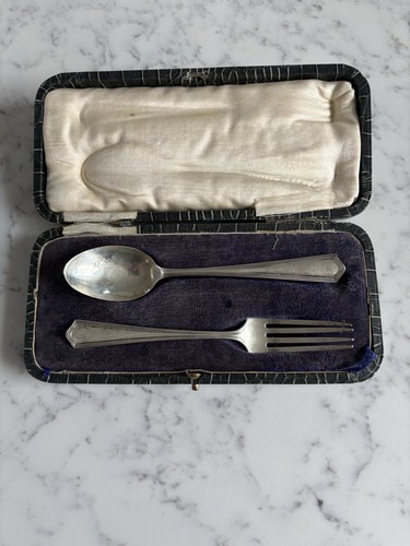 Solid silver christening set - solid,
