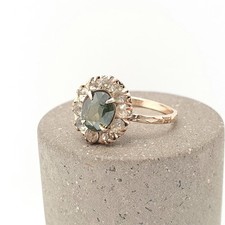 Antique Rolled Gold Peridot Paste Ring Victorian Olivine Tone Diamond Pastes