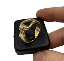 Buckle Saddle Ring 9ct Gold on Silver Mens Chunky Buckle Ring size W
