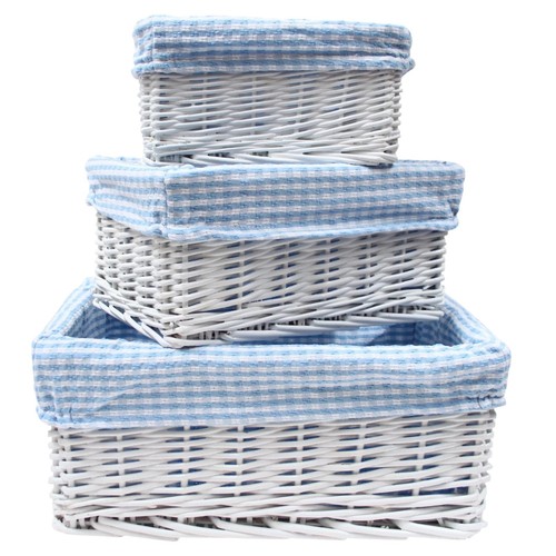 White wicker basket - white, with