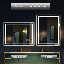 Round Oval Wall Mounted LED Bathroom Mirror with Lights Illuminated Demister Pad