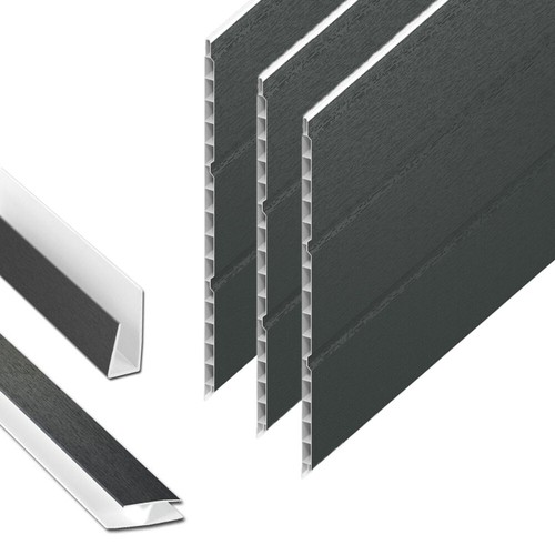 Hollow soffit board grey - board, 5m