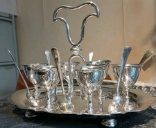A1 Antique / Vintage Silver Plated 6 Egg Cruet set