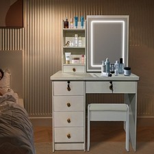 White dressing table with led - with,
