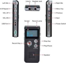 Voice Recorder 8GB Digital Dictaphone Portable MP3 Player LCD Screen