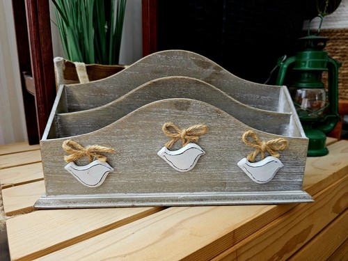 Rustic wooden letter rack - wooden, /