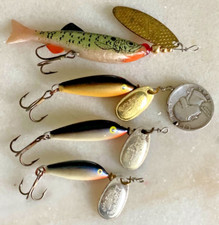 VTG 4 SPINNERS FISHING LURES RAPALA Bluefox Vibrax Minnow Spin #5 SWISS SWING A-