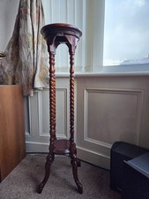 Antique Vintage RARE Piece Mahogany Barley Twisted Leg Tall Plant Decor Stand UK