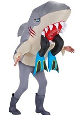 Adult Inflatable Halloween Man Eating Shark Fancy Dress Costume Shark Outfit