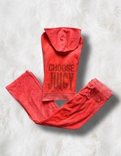 Juicy Couture Orange Velour "Choose Juicy" 2 Piece Tracksuit, Size Small