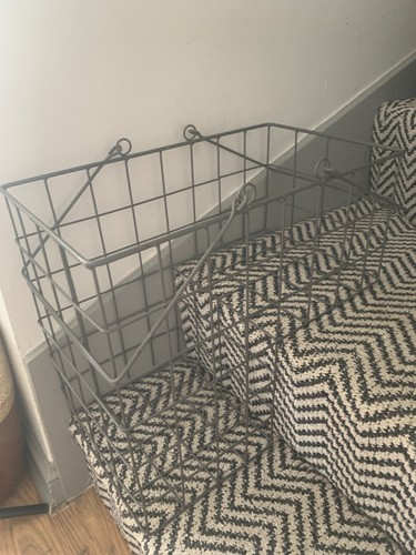 Grey metal wire stair - stair, storage