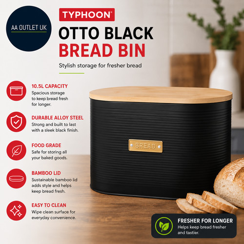 Typhoon otto black bread bin - typhoon,