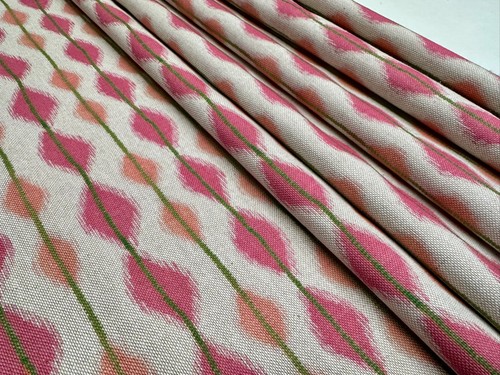 Pink green ikat - green, fabric