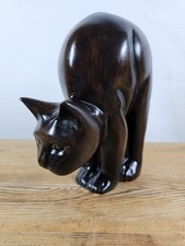 HAND-CARVED WOODEN CAT
