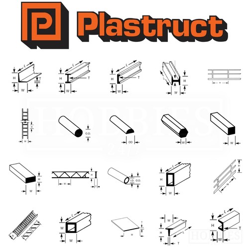 Plastruct styrene strip rods - plastruct,