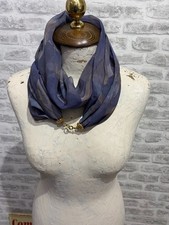 Chiffon infinity scarf scarflace blue gold tone clasp one size S1048