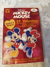 Vintage Disney Mickey Minnie Mouse 32 valentines Card is a sticker New