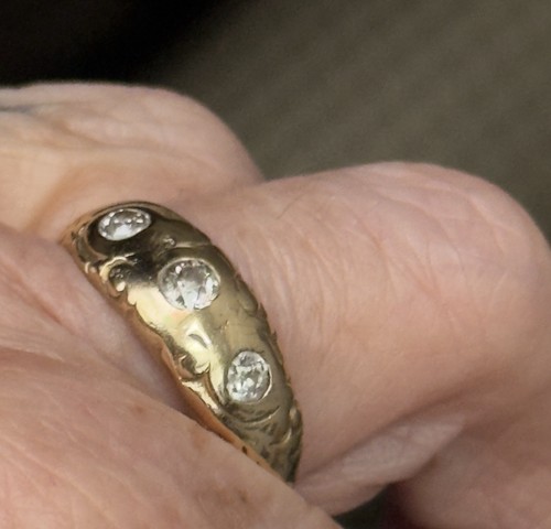 Antique 14k gold 3 diamond - &,