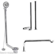 CHROME FREESTANDING ROLL TOP EXPOSED BATH WASTE KIT SHROUDS TRAP PIPE PLUG METAL