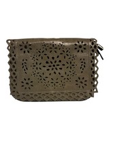 Floral Laser-Cut Crossbody / Clutch Olive Green