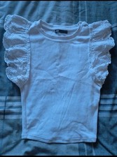 Zara White Frill Cropped Top