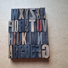 Wooden Letterpress Printers Blocks type 5.1cm High Complete Alphabet + ampersand