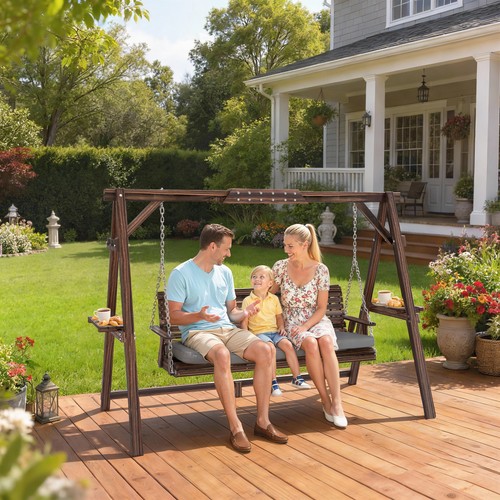 Seater wooden garden swing - garden,