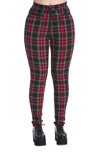 Red tartan check skinny punk - red,