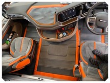 Floor mats for DAF XG / XG PLUS  ECO LEATHER floor mats grey & orange