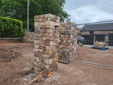 Stone gate posts - gate,
