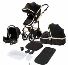 Baby Buggy, Baby Pram, Pushchair, 3 in 1 Travel System, Foldable Stroller, Light