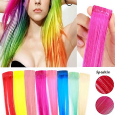 2-8 x Clip In Long Hair Extensions Highlight Streaks Straight Or Curly + Free 📦