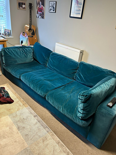 Teal velvet seater sofa - teal,