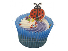 18 EDIBLE WAFER LADYBIRD CUPCAKE CAKE TOPPERS DECORATIONS ANIMAL BUG TOPPERS