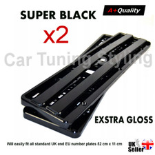 2 X Black Chrome Super Gloss Car Number Plate Surround Holder for VW Volkswagen