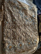 Indian Bridal Wedding Heavy Work Saree In Gold In Net