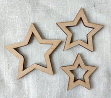 Wooden Cutout Stars Craft Shapes Embellishments Blank Laser Cut Decorations MDF