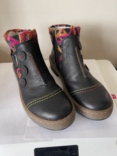 Rieker 72581-54 Ladies Black Multi  Side Zip Casual Boots