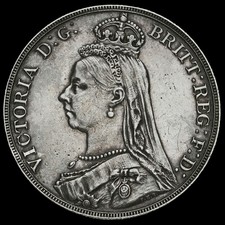 1887 Queen Victoria Jubilee Head Silver Crown, EF
